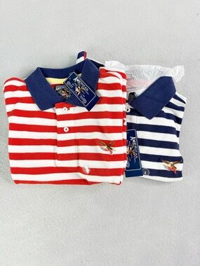 American Living Boys Size 4 Polo Short Sleeve Shirt Lot (2) Red Blue New Tags